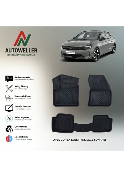 Opel Corsa Elektrikli 2019 Sonrası Uyumlu Havuzlu Oto Paspas