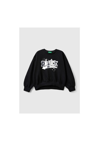 Mayoral United Colors Of Benetton Kız Çocuk Siyah Önü Pullu Baskı Detaylı Bisiklet Yaka Sweatshirt Mayoral United Colors Of Benetton Kız Çocuk Siyah Önü Pullu Baskı Detaylı Bisiklet Yaka Sweatshirt