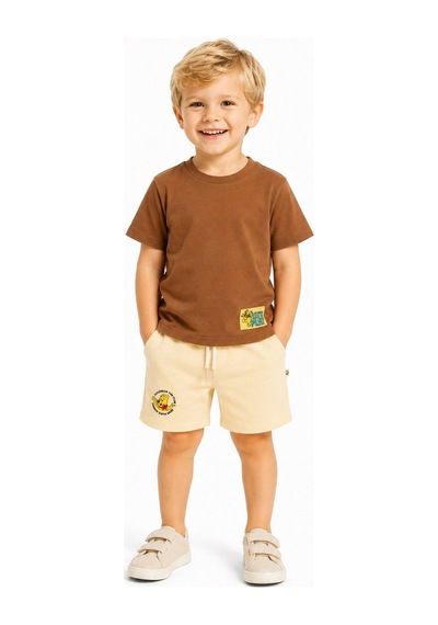 Haribo Erkek Çocuk T-shirt Şort Takım Kahverengi