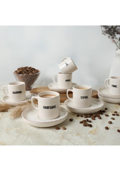 Deep Collection Mottolu Nordic Kahve Takımı 12 Parça 6 Kişilik 22650-55 Çok Renkli