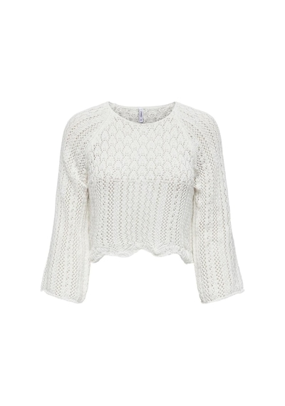 Only Kadın Örme Detaylı Beyaz Crop Kazak - 15233173 Beyaz