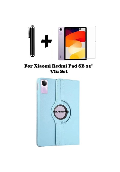 Xiaomi Redmi Pad Se 11 Inç Tablet Uyumlu Uyku Modlu 360 Döner Pu Deri Kılıf Seti Kılıf