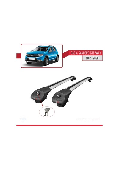 Dacia Sandero Stepway 2012-2020 Arası İle Uyumlu Ace-1 Ara Atkı Tavan Barı Gri