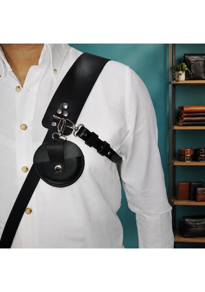 Siyah Renk Fotoğraf Makinesi Tek Taraflı Omuz Askısı Nikel Renk Aksesuar