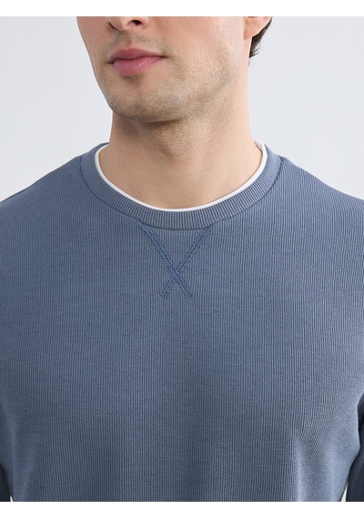 Lcwaıkıkı Classic İndigo Bisiklet Yaka Erkek Sweatshirt