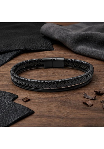 Moncuk Design Siyah Renk Çoklu Deri Erkek Bileklik 33513b5d1 Çok Renkli