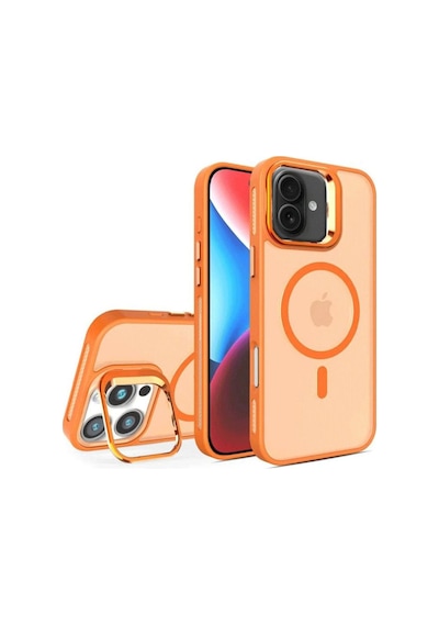 Joko Apple iPhone Uyumlu   16 Plus Flet Lens Magsafe Kapak - Turuncu