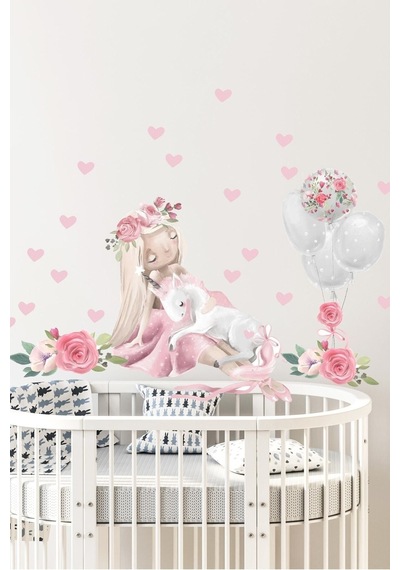 Sm0 Soft Balonlar Peri Kızı Ve Unicorn Duvar Sticker Seti