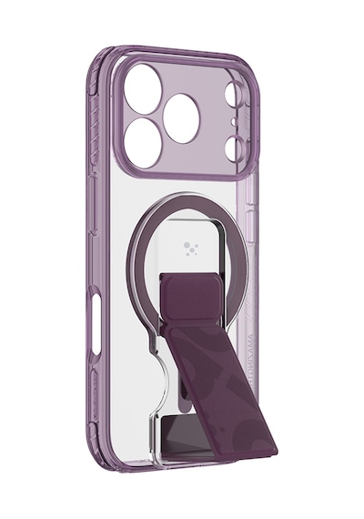 Apple iPhone Uyumlu 18 Pro Kılıf M-safe Şarj Özellikli Standlı Amazingthing Titan Pro Grip Stand Serisi Kapak Mor