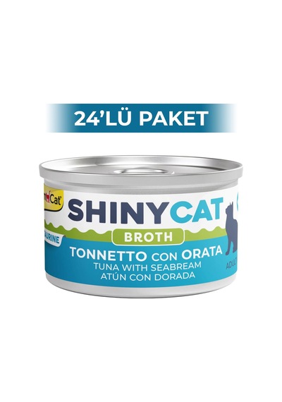 Gimcat Shinycat Broth Sos İçinde Çipura ve Ton Balıklı Kedi Konservesi 24 x 70 G