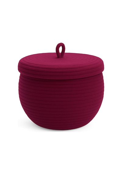 Mavaux Mutfak, Banyo Ve Ev İçin Halat Hasır Sepet 17x21 Cm Kapaklı Saklama Sepeti Honeypot Mürdüm