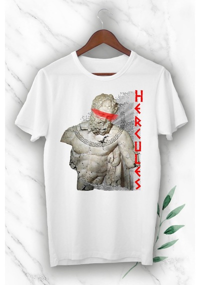 Flood Of Style Mitoloji Herkül Herakles Baskılı Beyaz Unısex Tişört