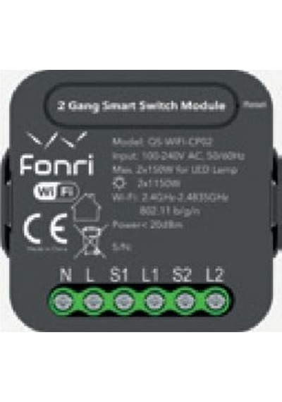Fonri Wf3-el3-0202-01 Wıfı Kablosuz Cpo2 Akıllı Sıvaltı İkili Anahtar