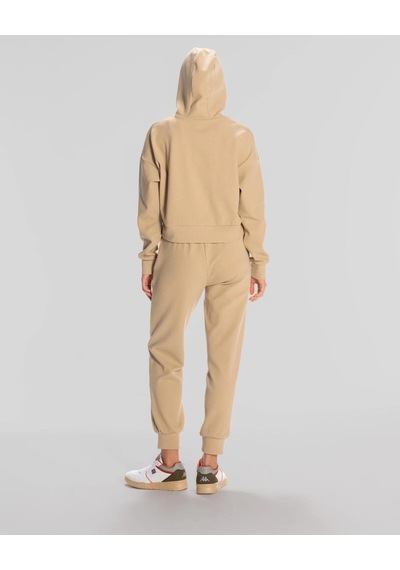 Kappa Logo Elise Waffle Hoodie Kadın Bej Regular Hoodie Siyah