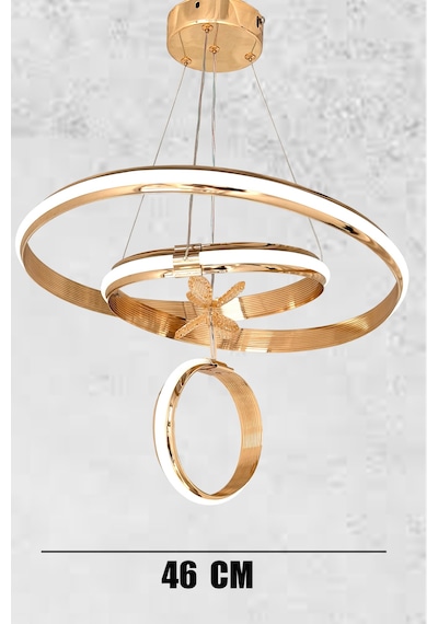 Mars Xl İthal Tasarım Geniş Kasalı Kumandalı Rose Gold Salon Led Avize Ledli Avize Salon Avizesi