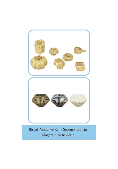 Mumluk Şamdan 3 Adet Tealight Uyumlu Elmas Çizgili Model - Altın