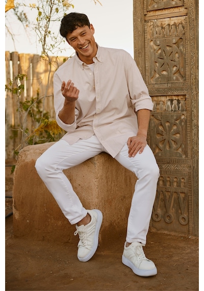 AC&Co / Altınyıldız Classics Erkek Beyaz Bej Comfort Fit Rahat Kesim Düğmeli Yaka Pamuklu Kareli Gömlek Beyaz - Bej AC&Co / Altınyıldız Classics Erkek Beyaz Bej Comfort Fit Rahat Kesim Düğmeli Yaka Pamuklu Kareli Gömlek Beyaz - Bej