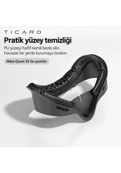 Tıcaro Meta Quest 3s İle Uyumlu Pu Yüz Pedi Ve Arayüz Çerçevesi, Siyah