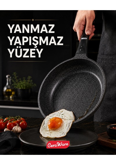 Ceraware Vetta 10 Parça Seramik Yapışmaz Tencere Tava Seti Siyah