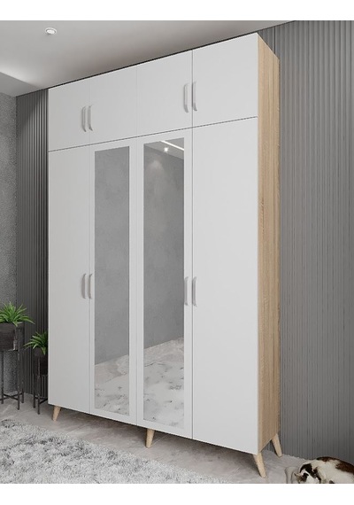 Açelya Portmanto Vestiyer Meşe Beyaz  M8-140 cm