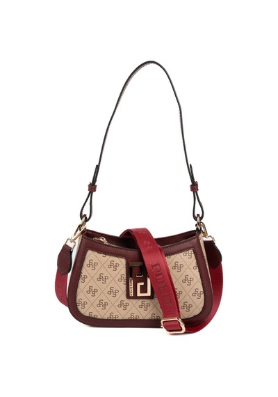 Silver Polo Sp1132 Kadın Çapraz Çanta Monogram Koyu Bej-bordo