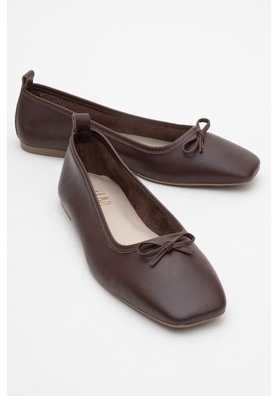Luvishoes Luvi Shoes Sosa Kahverengi Cilt Hakiki Deri Küt Burunlu Fiyonklu Kadın Babet Ayakkabı Kahverengi