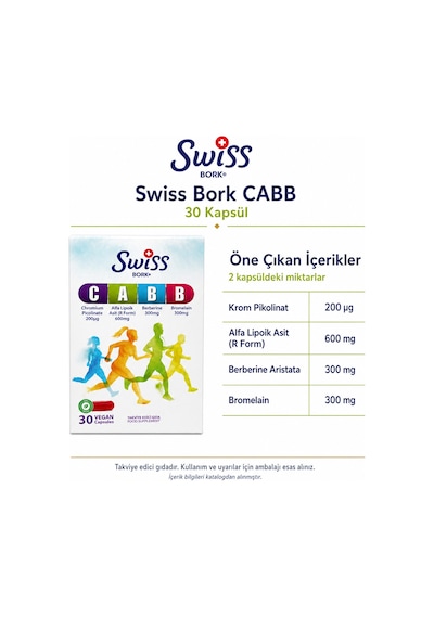 Swiss Bork Cabb Krom Ve Bitkisel Bileşen Kompleksi 30 Kapsül