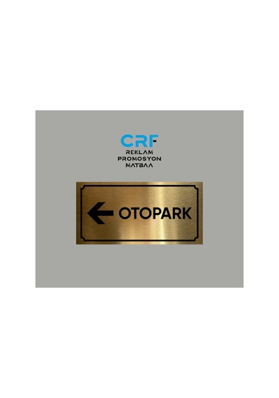 Gold Aluminyum Kapı İsimliği Otopark Sol Yönlendirme Oklu Yazılı Arkası Yapışkanlı 10x20 Cm