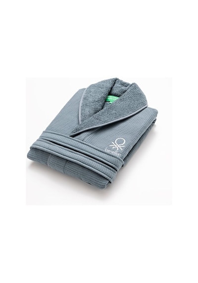 Benetton Home Waffle Bornoz, L/xl, %100 Pamuk, Koyu Mavi Renkte, Neutral Seri