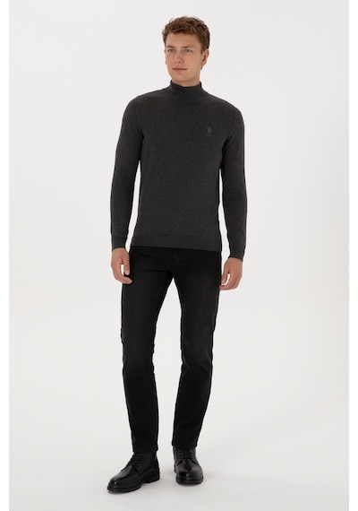 U.S. Polo Assn. Erkek Slim Fit Yarım Boğazlı Antrasit Melanj Basic Kazak 50307783-VR081 U.S. Polo Assn. Erkek Slim Fit Yarım Boğazlı Antrasit Melanj Basic Kazak 50307783-VR081
