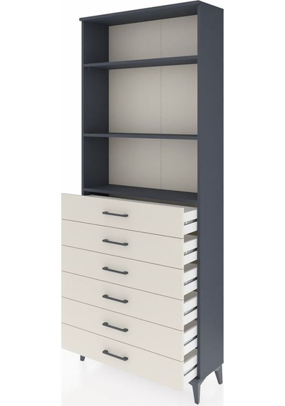 Arges Dolap 3 Raflı 6 Çekmeceli 88x30x221 Antrasit-aytaşı Antrasit
