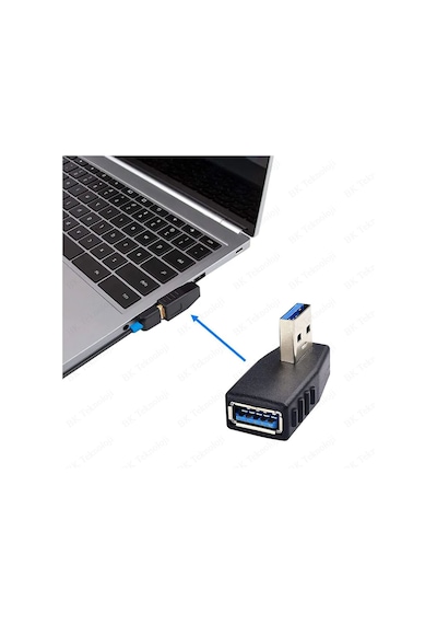 Usb 3.0 Sol Açılı Konnektör Erkek Dişi 90 Derece Uzatma Adaptörü