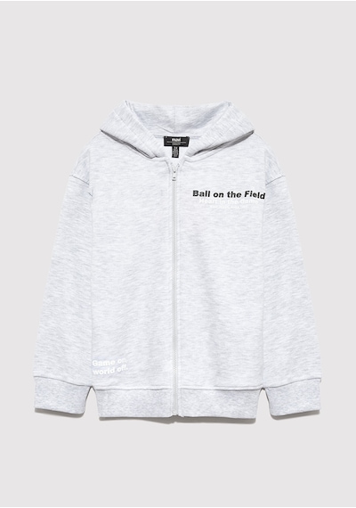 Mavi - Baskılı Kapüşonlu Gri Sweatshirt 6s10182-88467 Gri