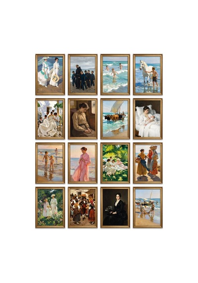 Joaquin Sorolla Tabloları 16'lı Sticker Seti Laptop Defter Planlayıcı Etiket Çok Renkli