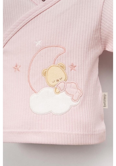 Bebitof %100 Pamuk Sweet Dreams Desenli Bebitof 5 Parça Yenidoğan Hastane Çıkışı Zıbın Seti Pembe Bbtf.pmb.20107.02