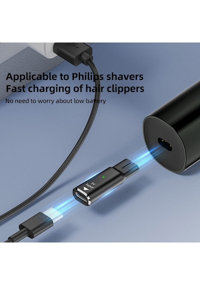 Sones Philips İçin Tıraş Makinesi / Saç Kesme Makinesi Şarj Adaptörü Arayüz: Type-c - 15v Oval Siyah