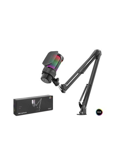 Rgb Mikrofon Seti Boom Mikrofon Kolu Type-c 192khz 24bit Siyah M835b Evimdeyokyok