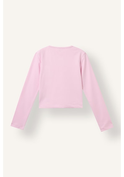 Defacto Bisiklet Yaka Pencere Detaylı Uzun Kollu Crop Basic Tişört Kız Çocuk I3413a826wnpn693 Pembe-pn693