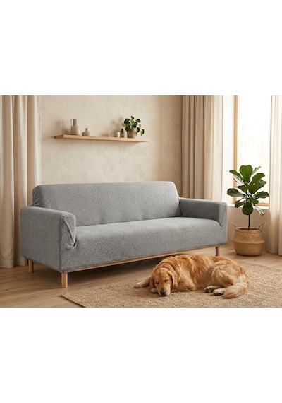 Bohem Likralı Koltuk Örtüsü Takımı 3+3+1+1 Yumuşak Dokulu Esnek Modern Desenli Koltuk Kılıfı Gri