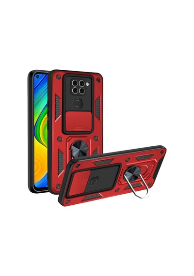 Uryport Xiaomi Redmi Note 9 4g Kılıf Pars Lens Yüzüklü Silikon - Kırmızı