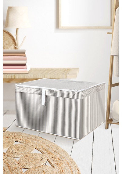 3 Adet Kapaklı Çok Amaçlı Hurç Saklama Kutusu Organizer Maxi 50 X 40 X 30 Cm Gri Gri