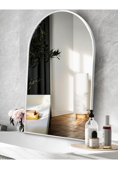 Dekoratif Gold Metal Kenarlı Yuvarlak Ve Oval Kenarlı Ayna Gümüş