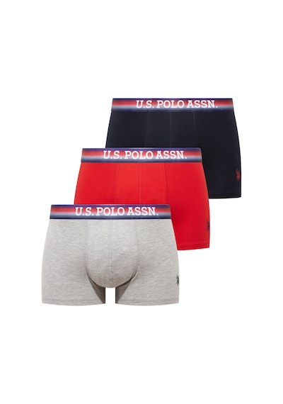 U.s. Polo Assn. 80651 201 Kırmızı - Lacivert - Gri Melanj 3 Lü Boxer Kırmızı - Lacivert - Gri Melanj