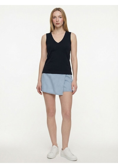 Slim Fit Kadın Bluz K.kol Siyah