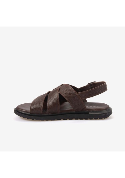 Kemal Tanca Erkek Kauçuk Tabanlı Şık Tasarım Comfort Günlük Çapraz Bantlı Sandalet 560 Kahverengi