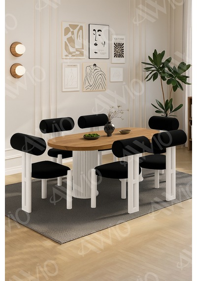 Avvio Lizy Bohem Ayak 6'lı Metal Pofi Demonte Sandalye 80x160 Masa Sandalye Takımı Akça Masa Sandalye Beyaz Kumaş Siyah Avvio Lizy Bohem Ayak 6'lı Metal Pofi Demonte Sandalye 80x160 Masa Sandalye Takımı Akça Masa Sandalye Beyaz Kumaş Siyah