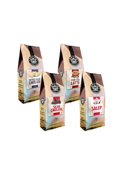 Oze Sahlep + Beyaz Sıcak Çikolata + Sıcak Çikolata + Chai Tea Latte 4 x 250 G