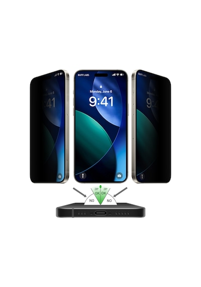 Buff Apple Uyumlu   iPhone 17 Pro Max/16 Pro Max 5d Privacy Easyfit 2 Adet Ekran Koruyucu