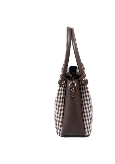 Silver Polo Sp1254 Kadın El Çantası Ekose Line Kare Kahve Sarı-kahve