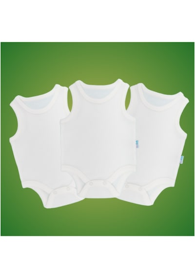 Novibaby 3'lü 24-36 Ay Bebek Atlet Body Zıbın Beyaz Çıtçıtlı 100% Pamuk Beyaz